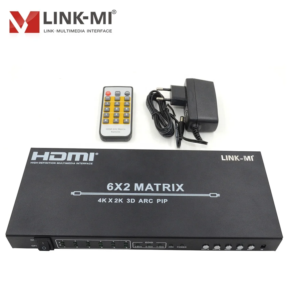 LINK-MI 6 in 2 out HDMI Matrix 6x2 HDMI Switch 1x2 Splitter Up to 4Kx2K@60Hz