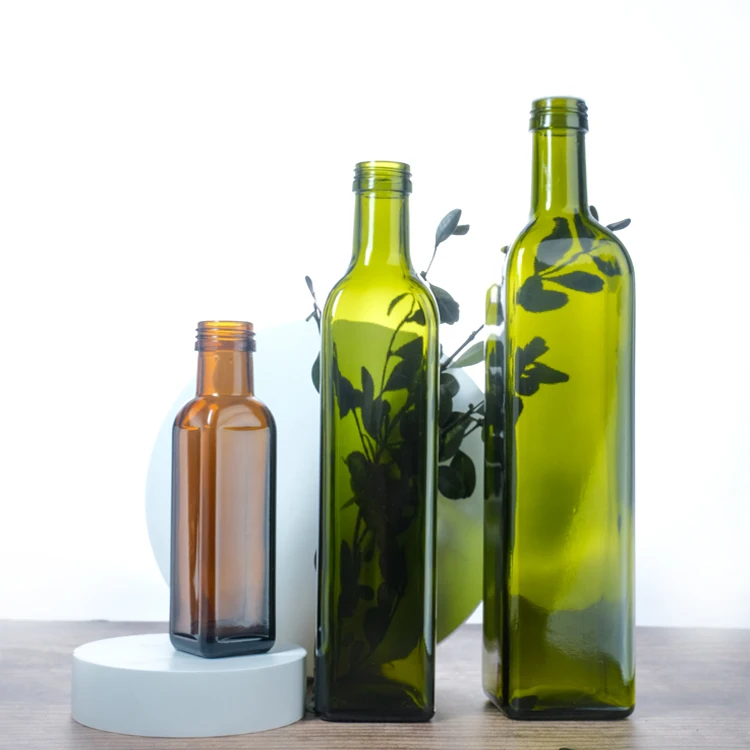 100ml 150ml 200ml Round Dark Green Olive Oil Glass Bottles And Amber Oliver Oil Glass Bottle With Stopper