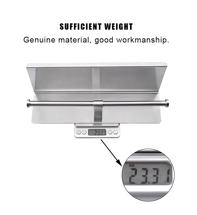 Factory price 304 stainless steel wall mounted free standing roll tissue mobile phone storage shelf double toilet paper holder