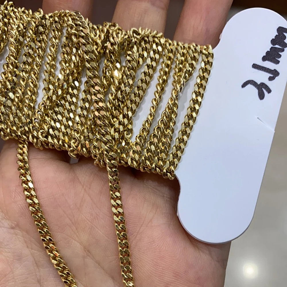 Pure 18K Gold Au750 Jewelry Necklace Bracelet Cuban Side Curb Chain Women grils ladies Man wear Jewelry DIY Making