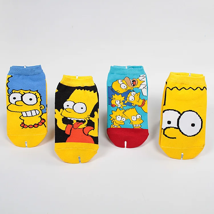 
Hot Selling Popular Unisex Socks Funny Cartoon Simpson Character Breathable Cotton Ankle Funky Couples socks 