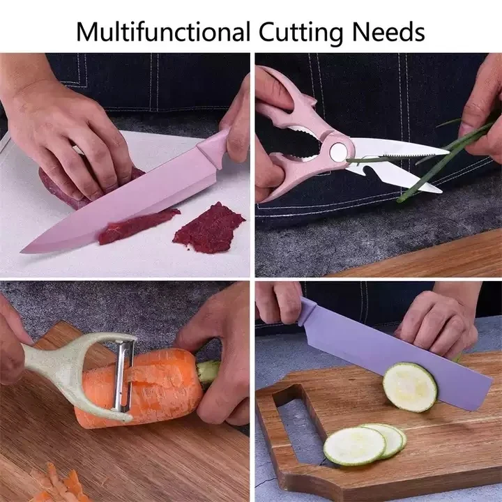 Set of Knives 6 Pieces Vguarantee Kitchen Vg10 Damascus Steel Cutting Knife with Pakka Wood Handle and Gift Box