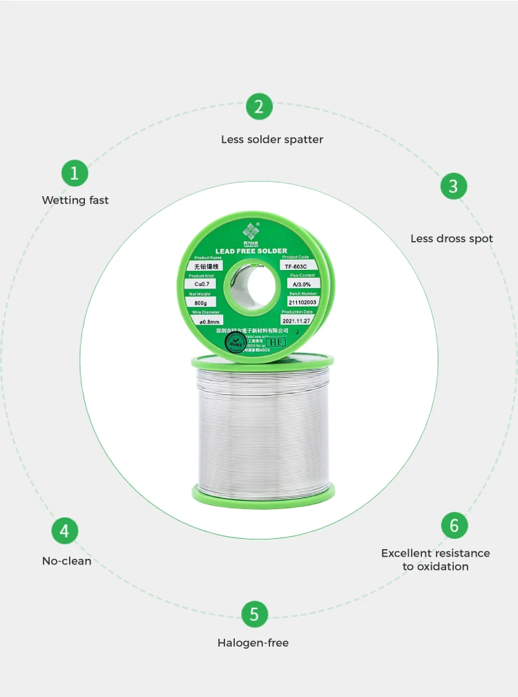TONGFANG Sn63Pb37 Tin-lead solder wire welding flux 0.8~1.0mm for PCB circuit boards
