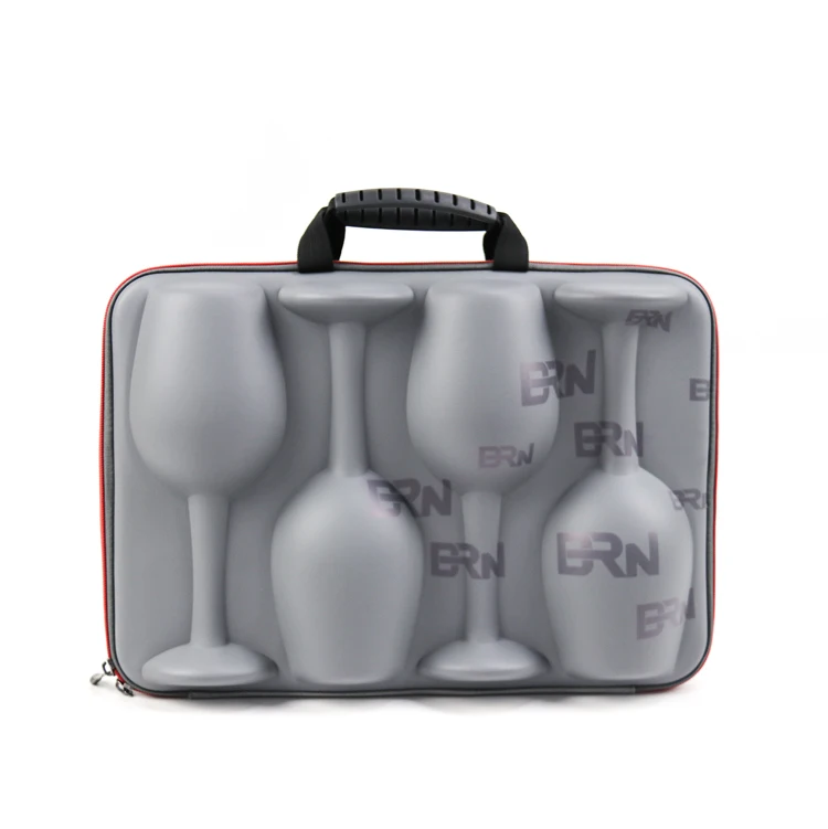 Gift Package Hard Shockproof 4 Wine Glass Bag Protective EVA Case