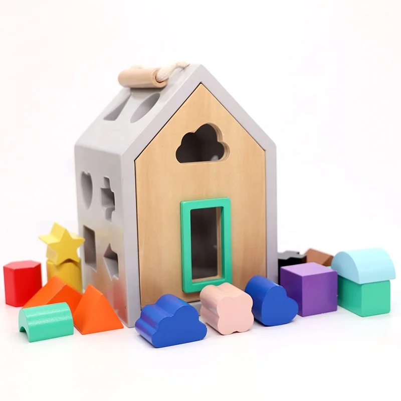 Asweets Montessori Toys New Arrival 2021 Wooden Toys Hip Shape Wood House Sorter Educational Toys Sorting Game Match
