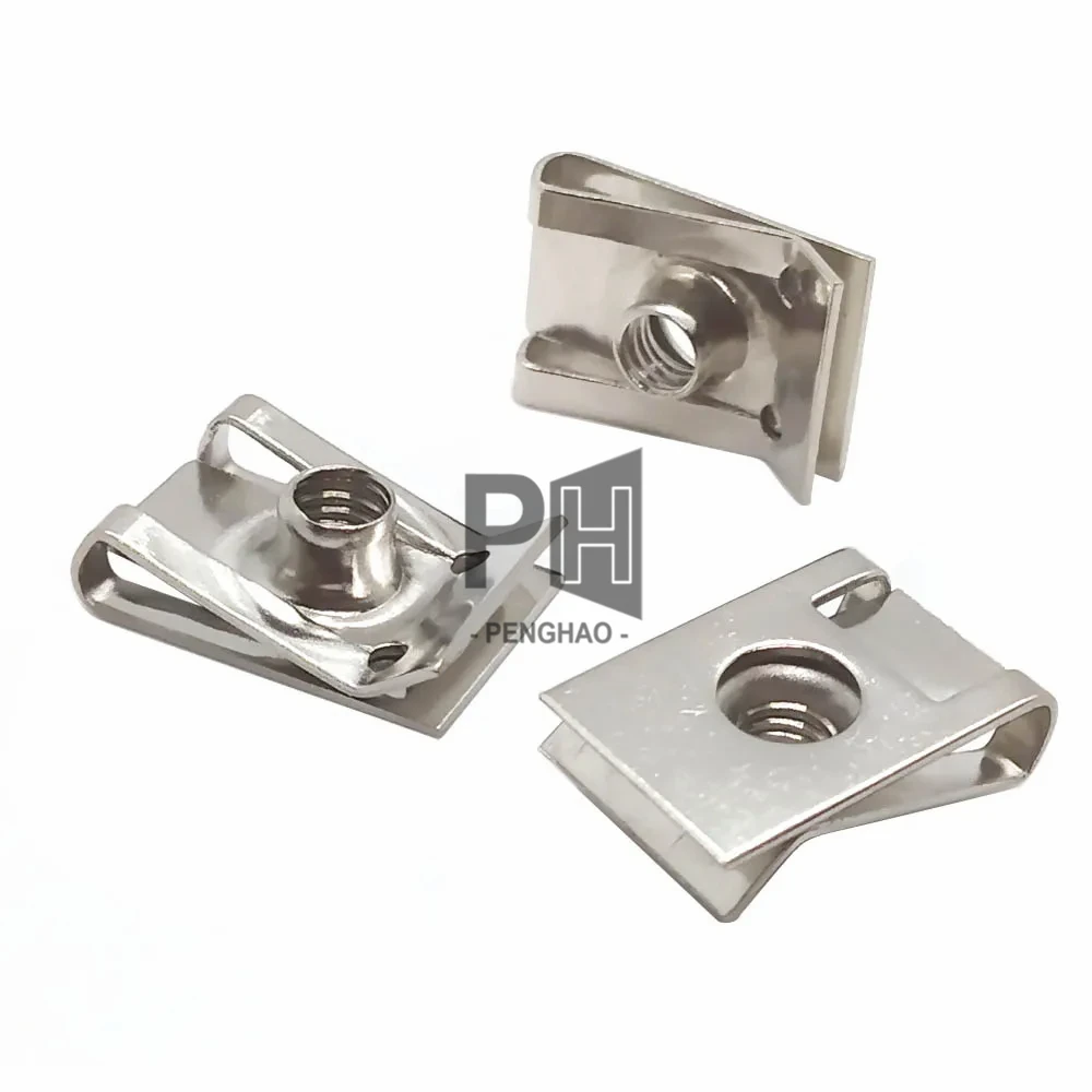 M6/M5/M4 Stainless Steel U Type Clips Thread 5mm 6mm 4mm Reed Nuts and Bolts Screws for Car Motorcycle Scooter ATV Clip Nuts
