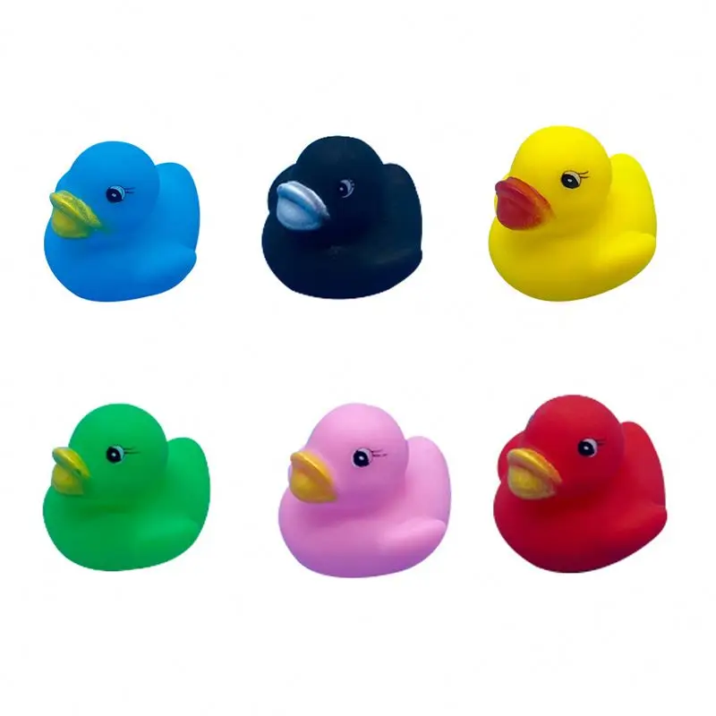 Hot Multicolor PVC Plastic Small Ducky Light Color Squeak Baby Bath Toys Bulk Mini Yellow Pink Blue Black Rubber Duck