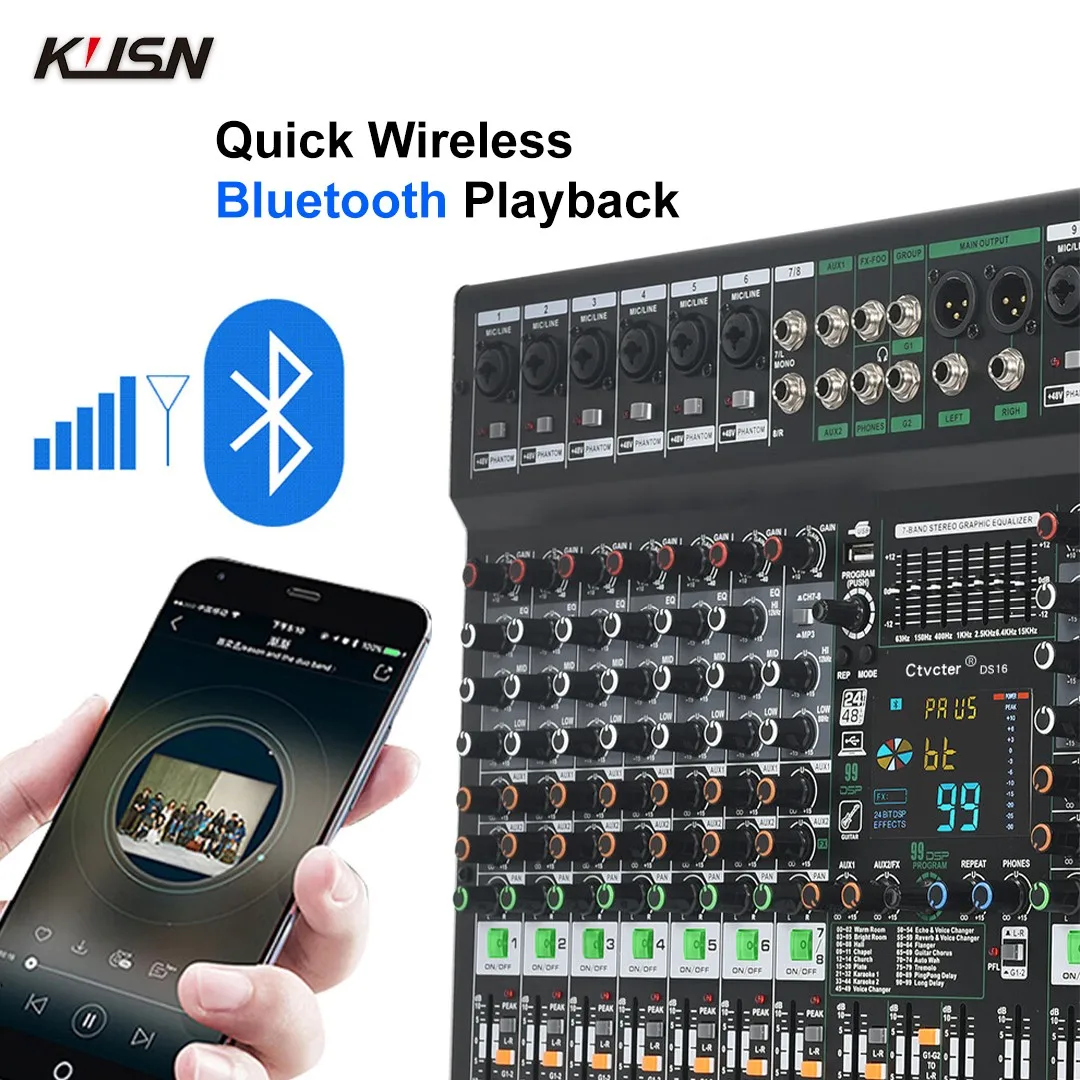 8 Channel 99 DSP Digital Mixer Professional Powered Audio Mixing Console Power Soundcraft Sound Mixer with Bluetooth USB