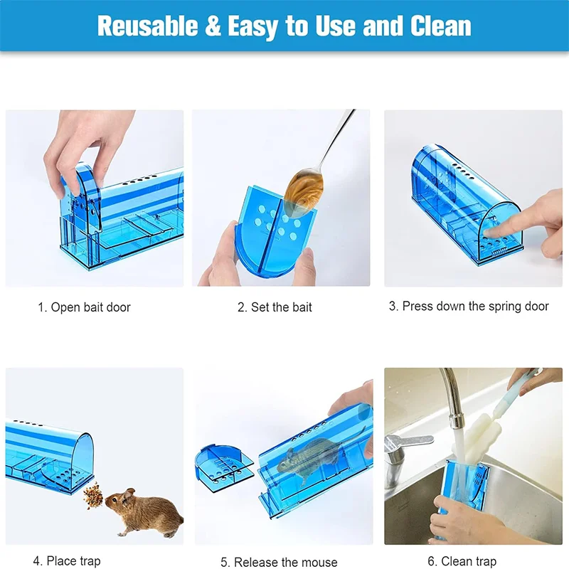 Cheap price reusable Humane Mouse rat Traps Catch and Release No Kill Mouse Traps plastic rodent trap