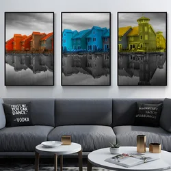 New Eco-Friendly material PET printed soundproof  wall art   decorative oil building  painting for living room wall  by numbers