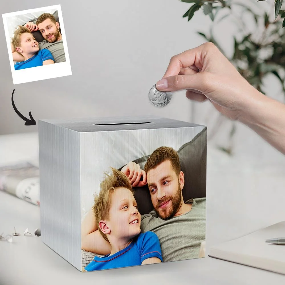 Custom Logo High Quality Design Alcancias Square Metal Coin Piggy Bank Tin Money Boxes