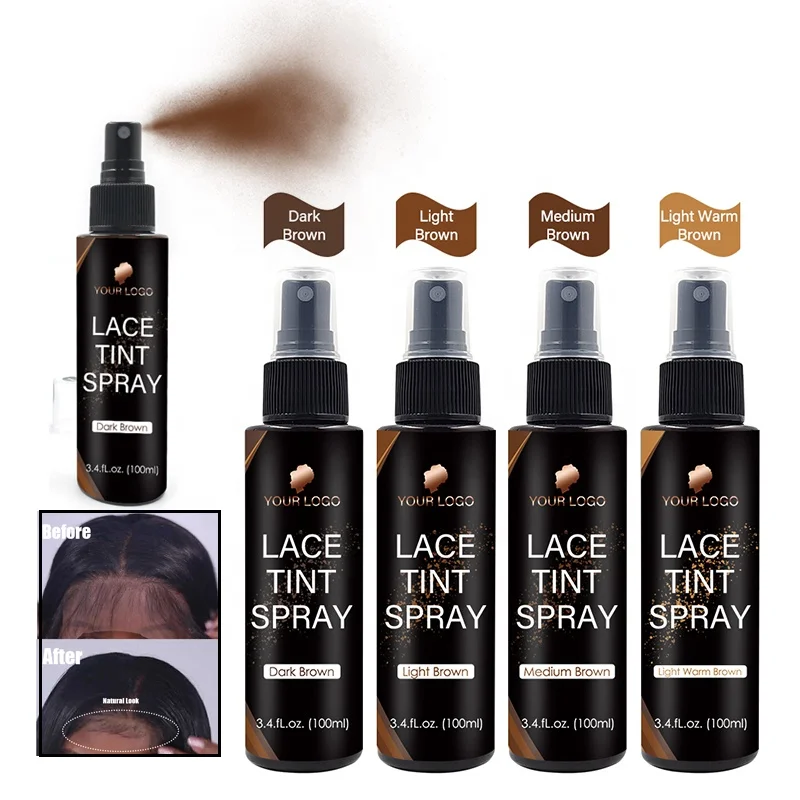 Private Label Professional 100ml 4 Brown Color Dye Natural Look Hair Spray Wig Lace Tint Spray For Different Skin Types