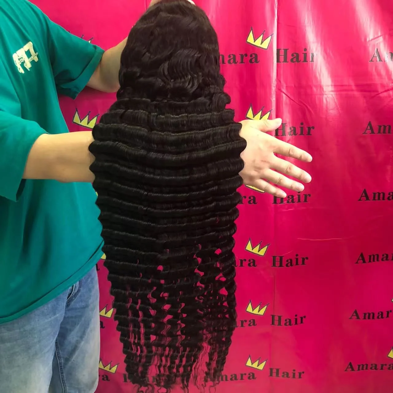 Amara fast ship very longer hair wig wholesale 40inch deep wave wig female long hair high quality transparent lace wigs in stock