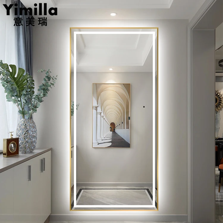 Yimilla пользовательский светодио дный зеркало для спальни и гардеробной дизайн освещенное раздевалки