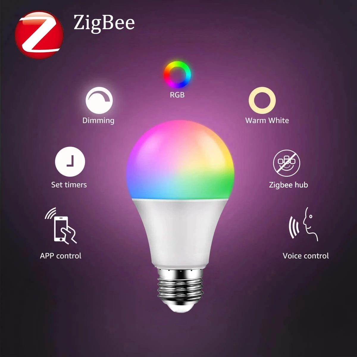Zemismart E27 Zigbee светодиодная лампочка с голосовым управлением от Alexa Echo Google Home Tuya Smart LifeAPP