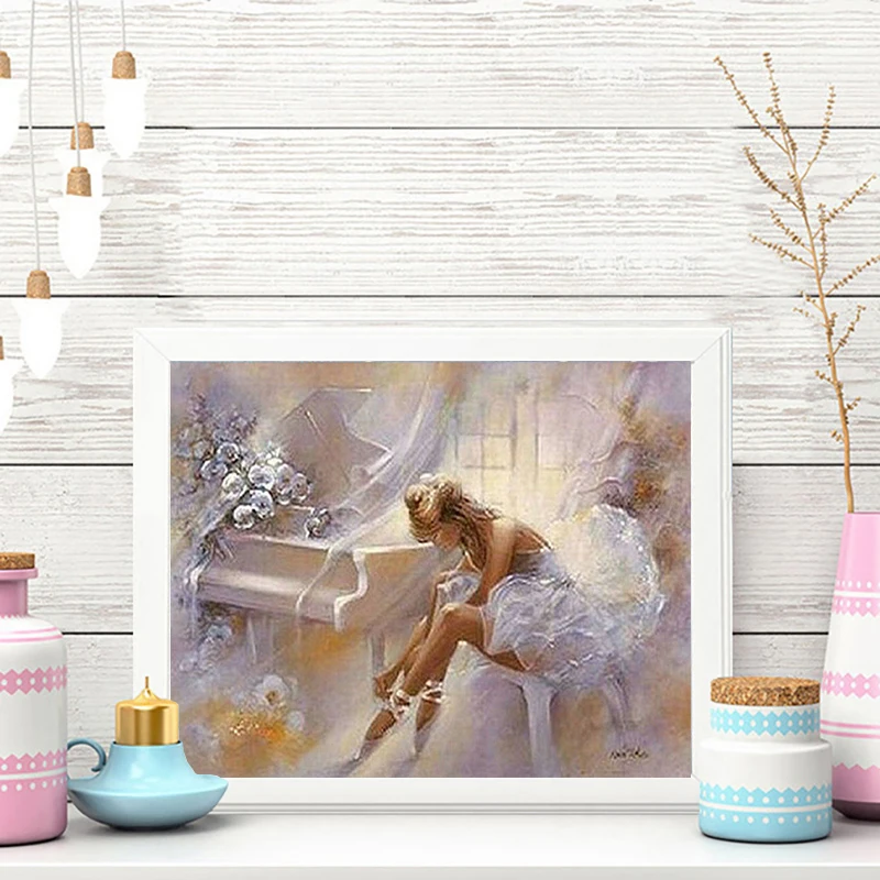 
QIQI GIRL 40x50 custom full diamond painting supplier 5D square/round for kids ballet and piano art mosaic 