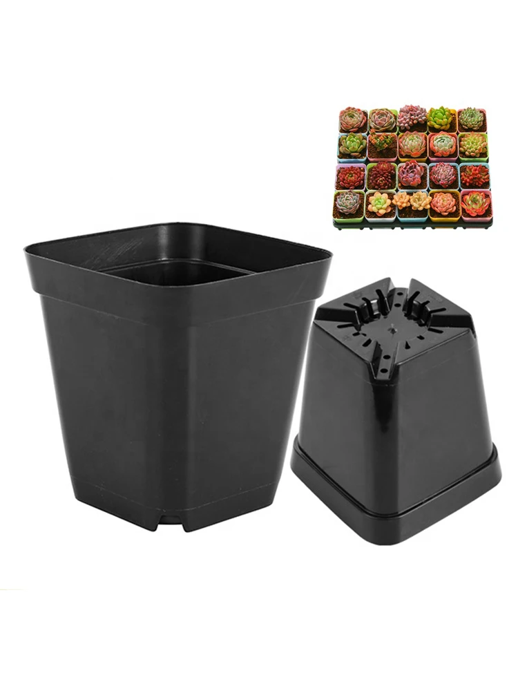 Square Nursery Pots Small Plastic Different Color Flowerpots Plant Tray Succulent Nursery Pots