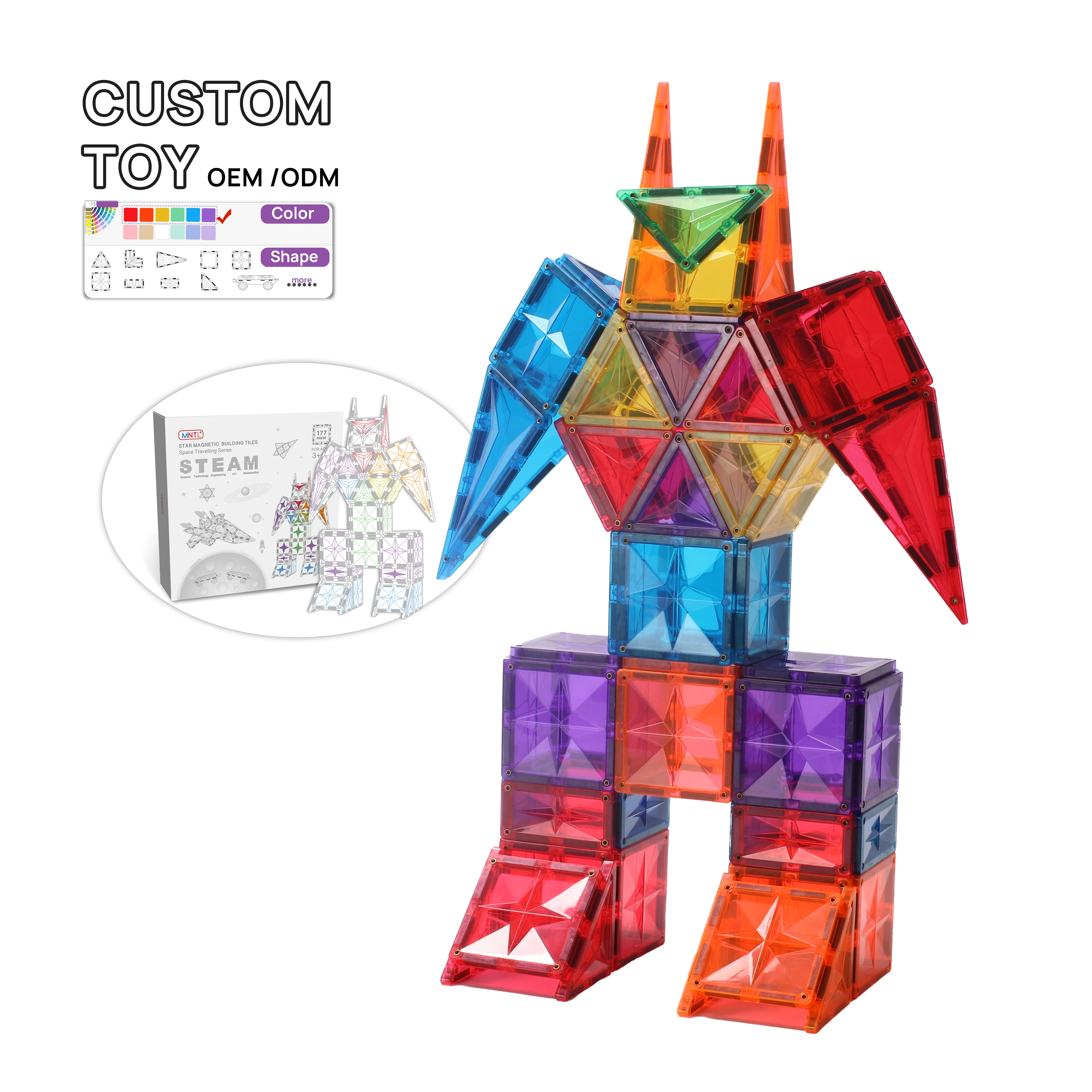 MNTL 177Psc Educational Magnetic Toys DIY Constructor Toy Magnetic Building Block Tiles For Kids