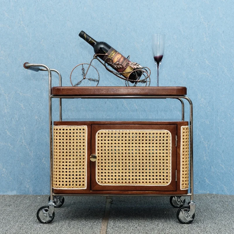 High Quality Wooden Traditional Style Rolling Trolley wooden Storage Kitchen Rack Organizer Cart Kitchen Trolley with wheels