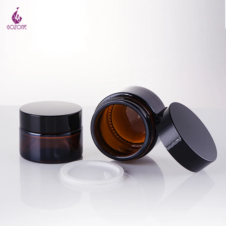 Luxury 15Ml 30G 50G 100G Empty Glass Face Lotion Containers Matte Frosted Amber Black Glass Cream Jar With Screw Lids