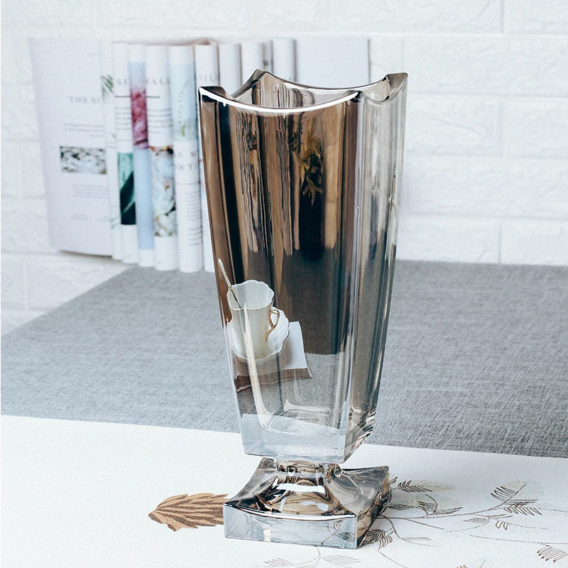 wholesale indoor home decorative crystal vase luxury mirror vase