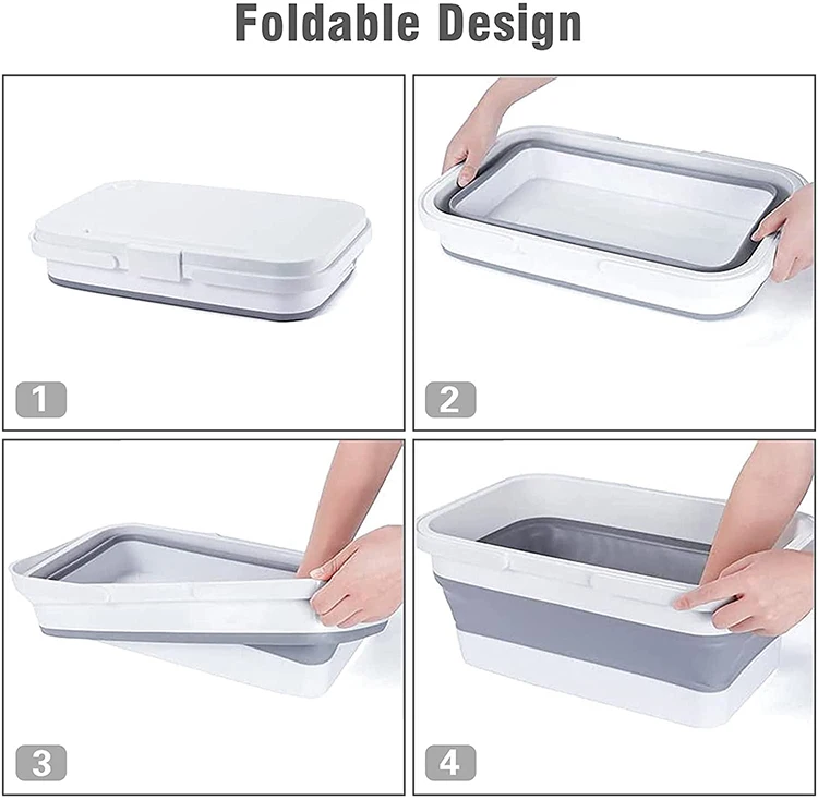 16L Camping Portable Folding Collapsible plastic picnic basket storage box with lid and handle