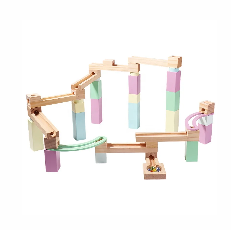 GIBBON  Wooden Tracking Toy 44 Pieces Marble Building Block Track Toys