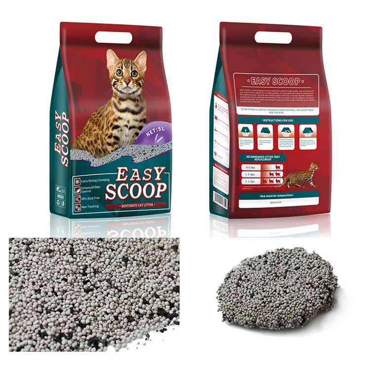 100% natural 5L 10L dust free arena para gatos round shape quick clumping Sodium bentonite clay cat litter