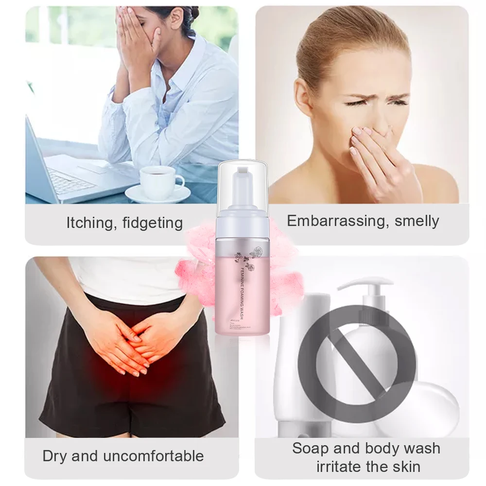 Private Label Feminine Foaming Wash Chamomile Rose Yoni herbal wash Vagina Cleansing Care Deodorant Mousse Intimate Wash Care