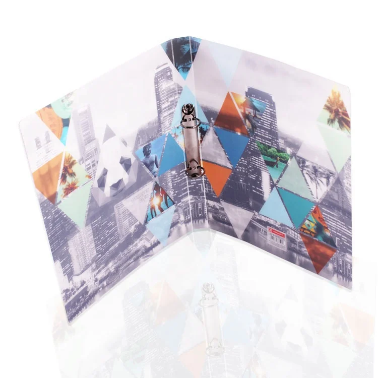 Printed hardcover PP cover ring binder custom office folder