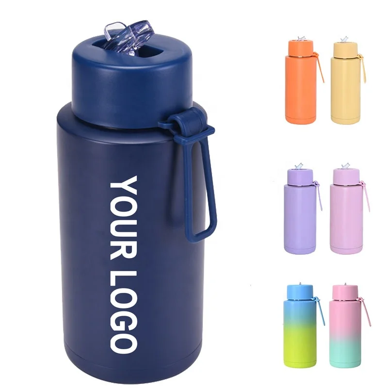 Custom Logo 32oz Insulated Stainless Steel 1L Water Jug Vacuum Flask Drink Thermos Sport Gym Water Bottle