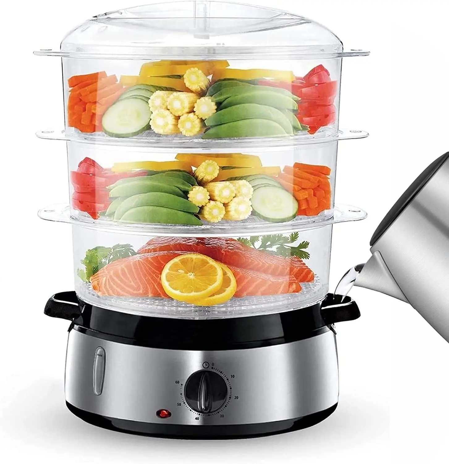 9L 3tiers Electric home food Steam Cooker  with Steamer&timer  for cooking ,food egg corn heating