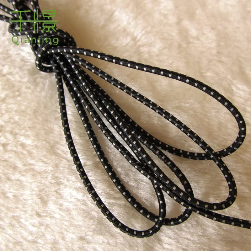 RE12 manufacturer supply Clothes and bags accessories 3mm black with white dots  elastic rope widely use