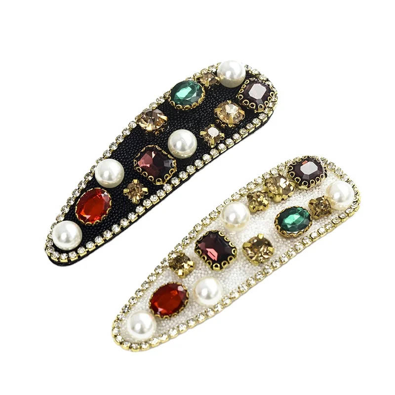 2020 new arrivals retro crochet hair clips rhinestone hair clip crystal colorful pearl glitter hair clips