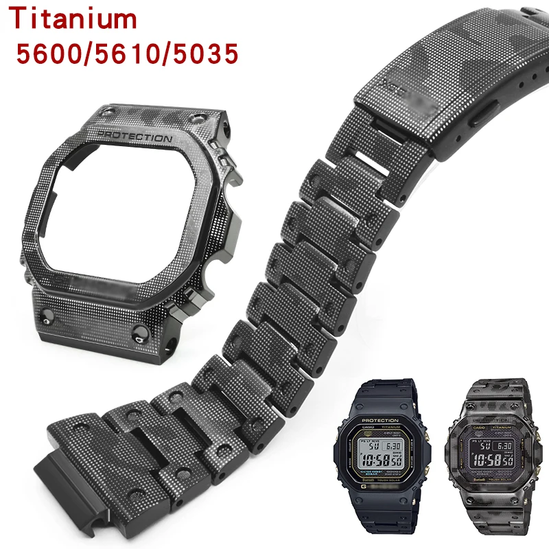 Titanium alloy G shock DW5600 GWM5610 GW5000 watch band strap and watch case for replacement modification