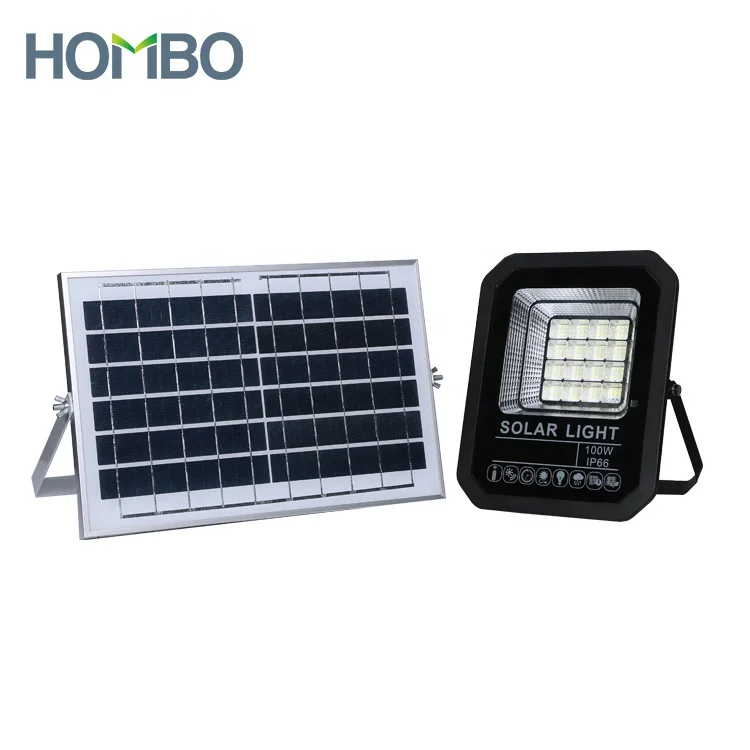 HOMBO Energy Saving IP66 Warehouse 100 200 300 400 500 W Powerful Solar LED Flood Lights Outdoor