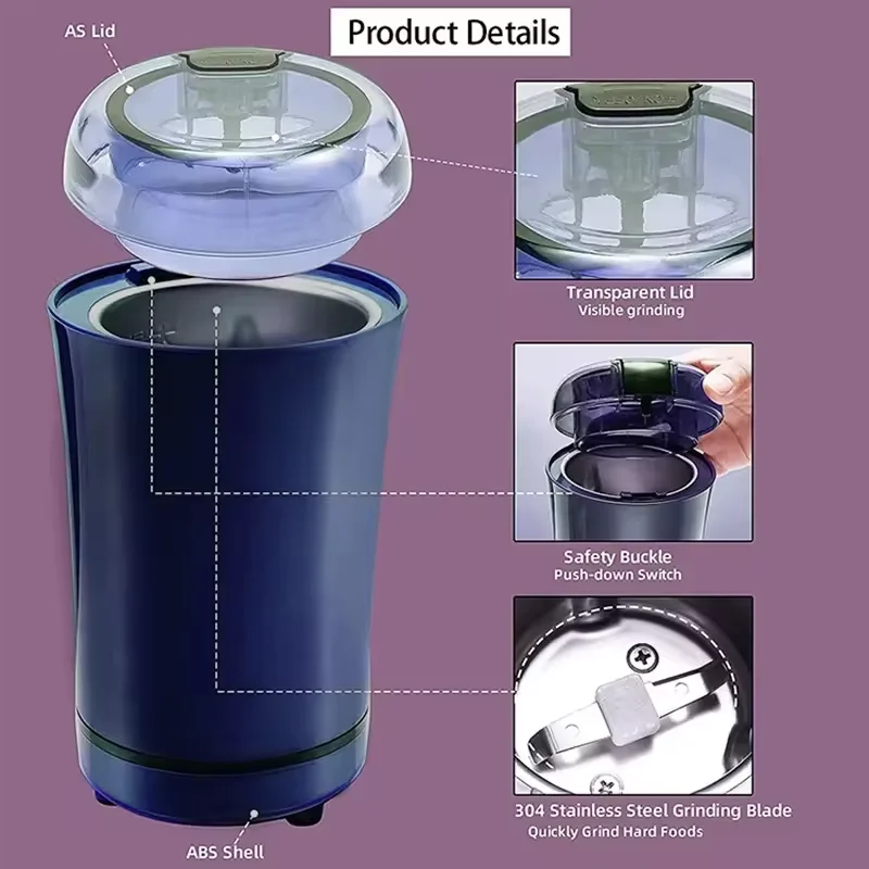 Household portable small electric bean grinder, powder press, coffee grinder For Crash the Spices