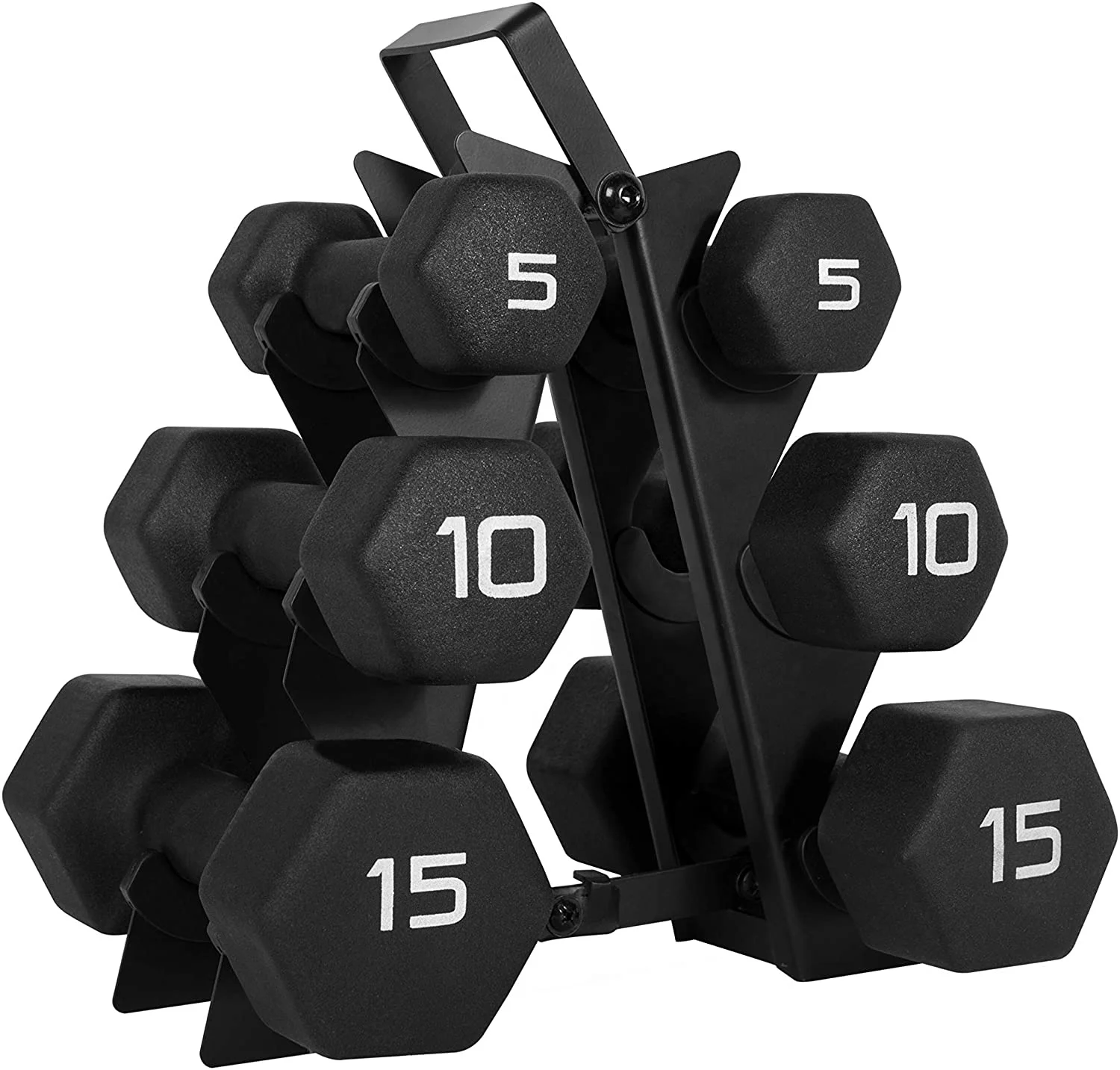 
Hot sale 60 LBS Neoprene Dumbbell SET, 5/10/15LB pair, Non-Slip, Hex Shape for Home fitness training 