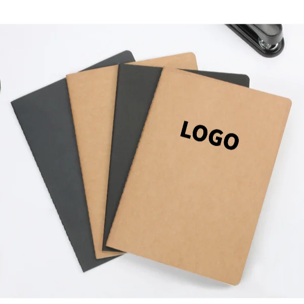 2024 Custom LOGO Printing A5 Natural Kraft Field Notes Notebook Horizontal Blank Paper Notebooks