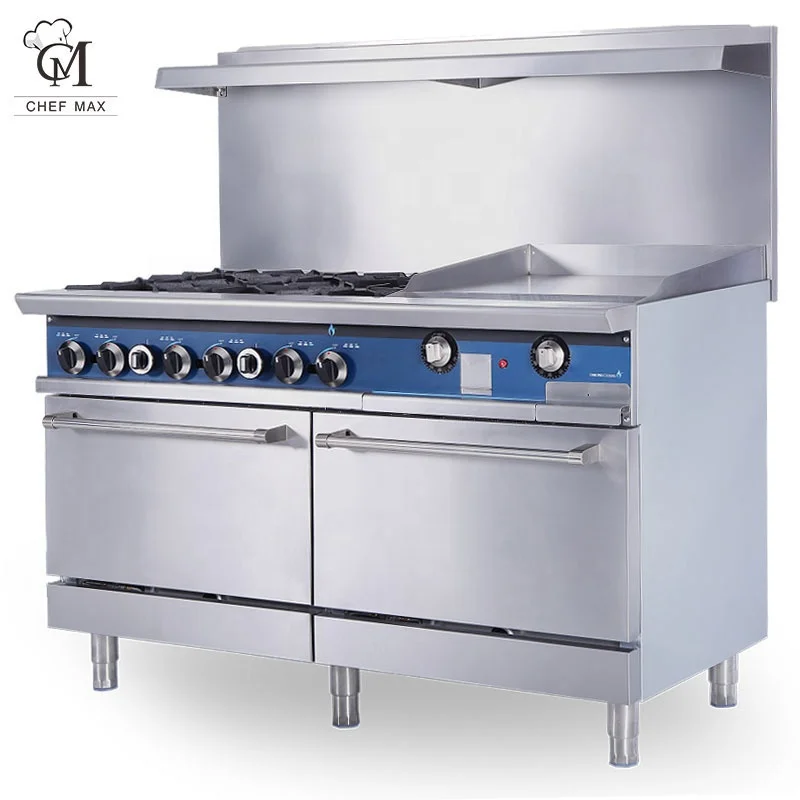 CHEFMAX commercial cooking stove 6 burner commercial gas range with oven