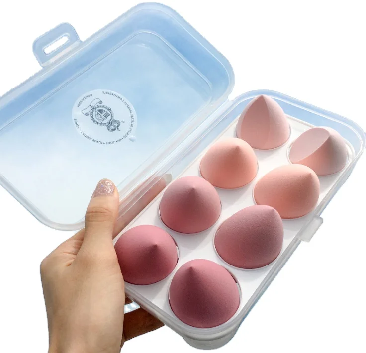 Забавная губка для макияжа в форме яйца, губки для нанесения основы под макияж в коробке для яиц