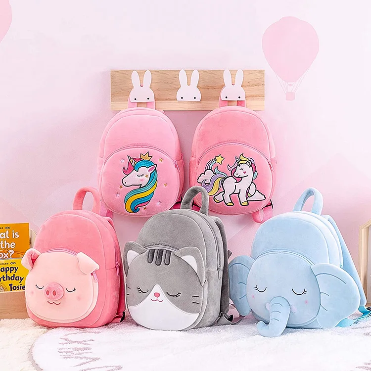2022 Backpack Cat Animal Kids Backpacks for Girls Kitty Plush Bag