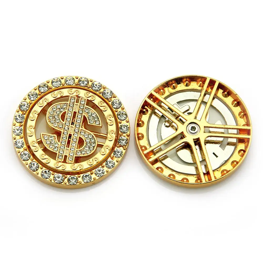 Fashion phone jewelry Hip-hop Iced Out gold Dollar Sign spinning pendant for men