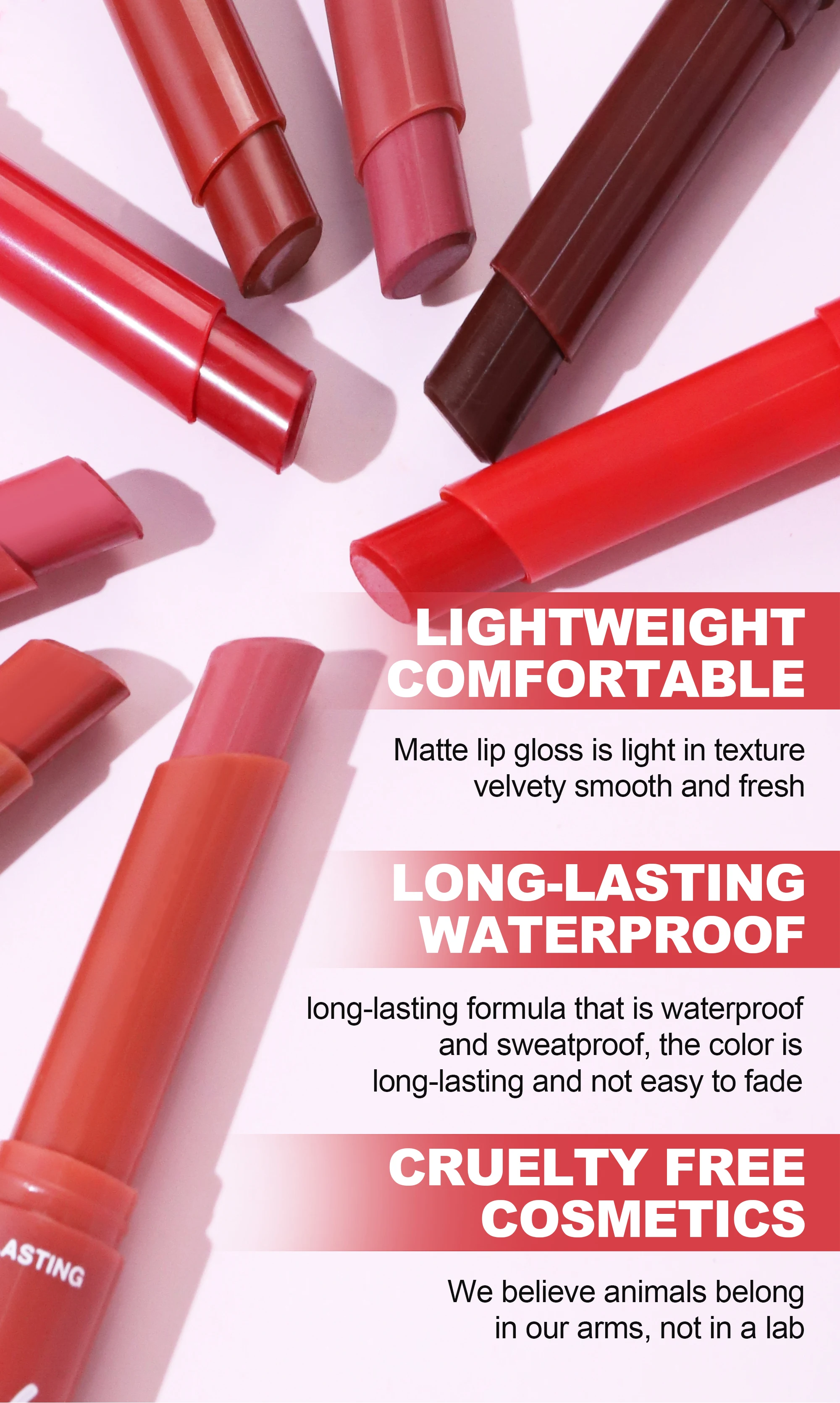 Custom Your Logo 8 Colors Velvet Lipstick Vegan Cruelty-free Long-lasting Wholesale Makeup Lipgloss