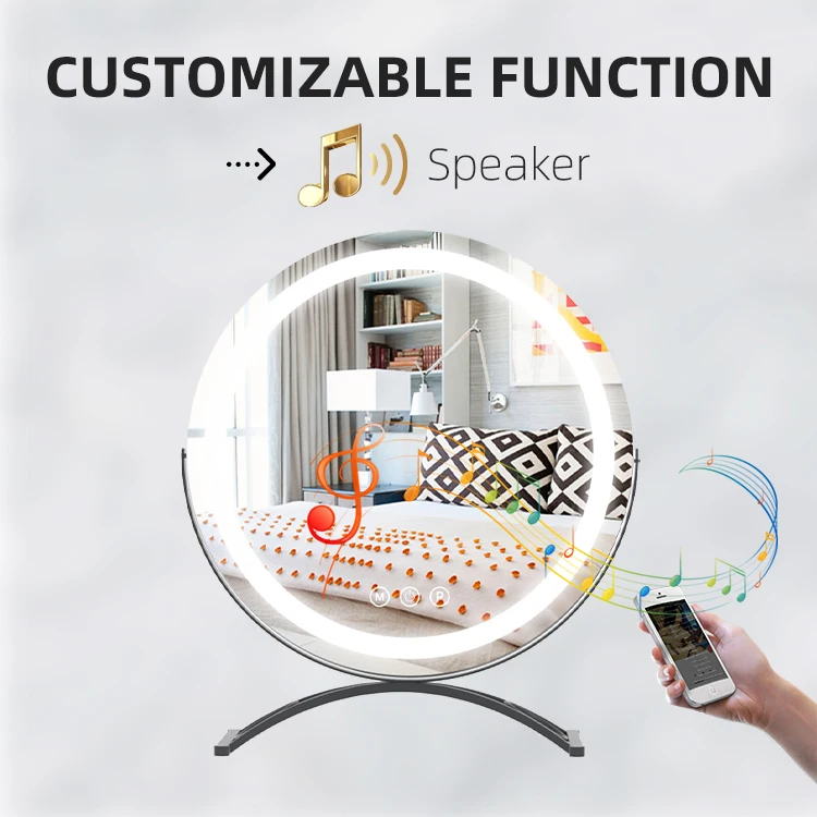 Adjustable Stand Up Makeup Mirror Table Top Room Large Round Big Vanity Mirror With Lights