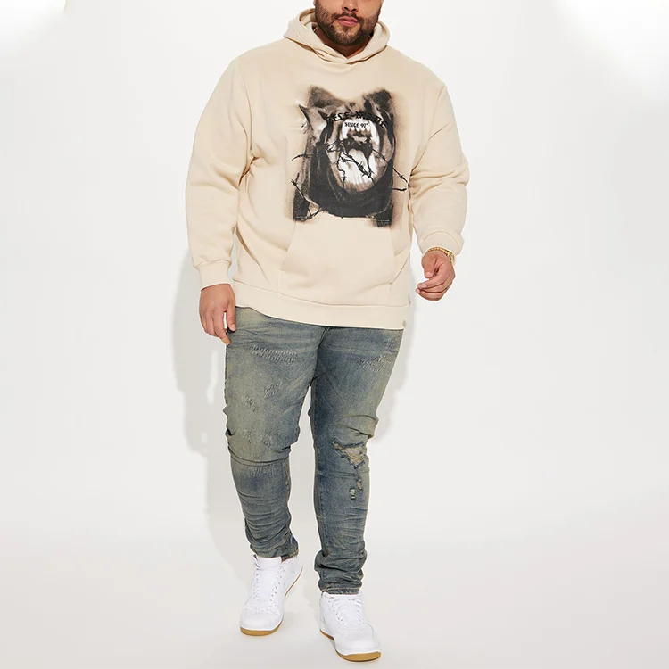 New Arrival Vintage Casual Crew Neck Digital printing Pullover Sweatshirt Hoodie Embroidery Logo Plus Size Hoodies