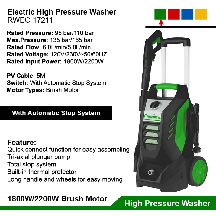 1800W Portable Electric Power Car Wash Machine Small Auto Cleaning High Pressure Surface Cold Water Pump Jet Car Washing Machine
