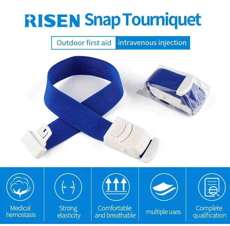 Factory Directly Quick Shipment Buckle Tourniquet Plastic Blue Tourniquet Elastic Belt CE Certificate Customized Logo Or Color