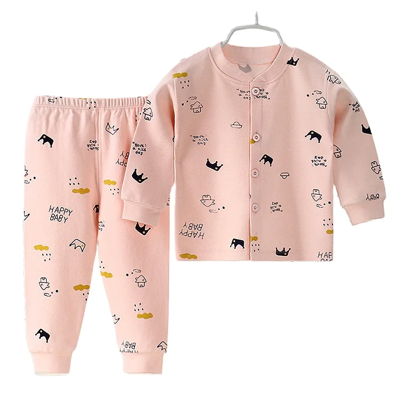 
Cotton Baby Pajamas Suit Two Piece Set Boys Girls Longsleeve Newborn Pajamas 