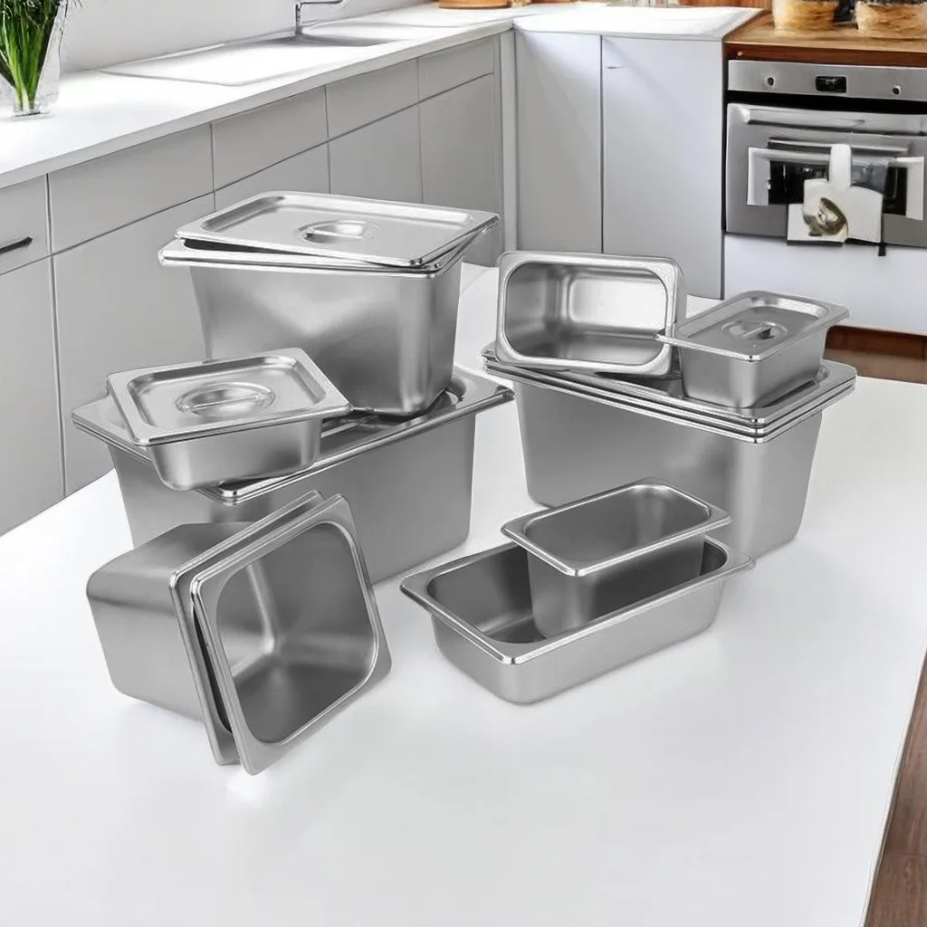 Hot Sell Full Sizes 1/1 1/2 1/3 1/4 1/6 1/9 American Style Stainless Steel Steam Table Anti Jam Thickened GN Food Pan